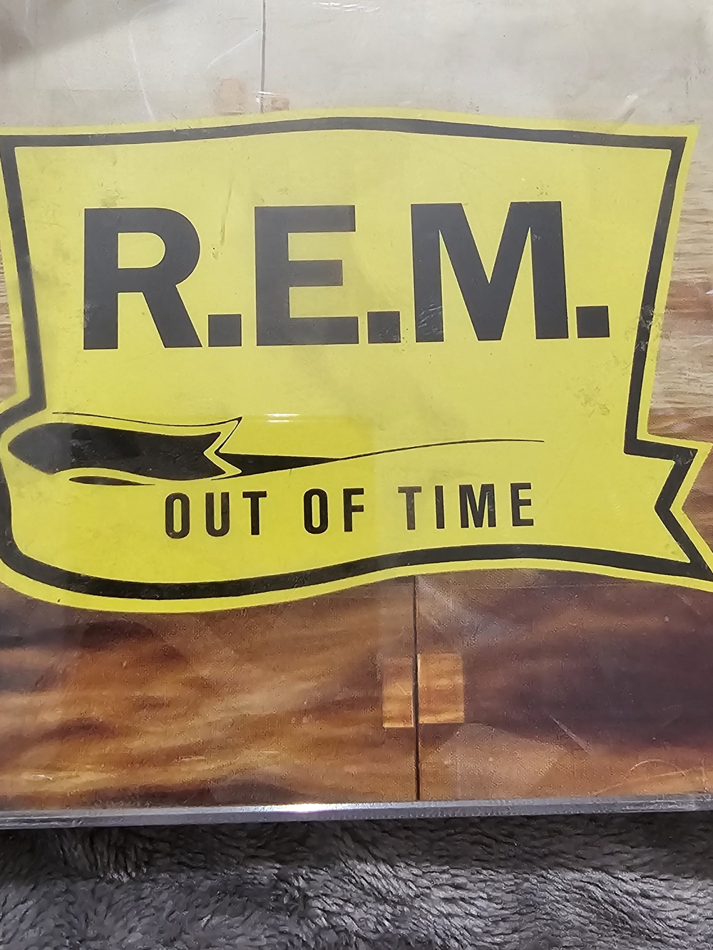 R.E.M. 'Out of Time' Yellow Logo Cover